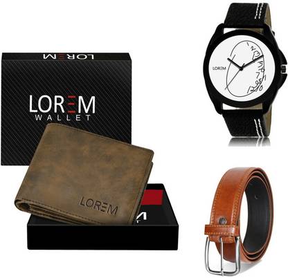 LOREM Belt, Wallet & Watch Combo
