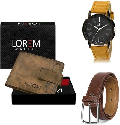 LOREM Belt, Wallet & Watch Combo