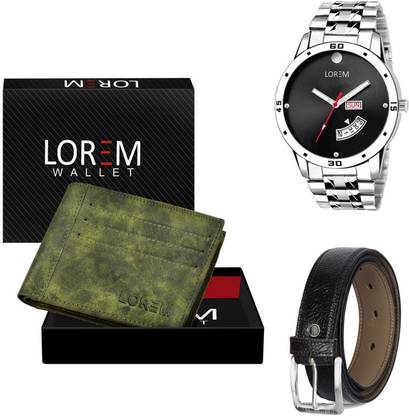 LOREM Belt, Wallet & Watch Combo