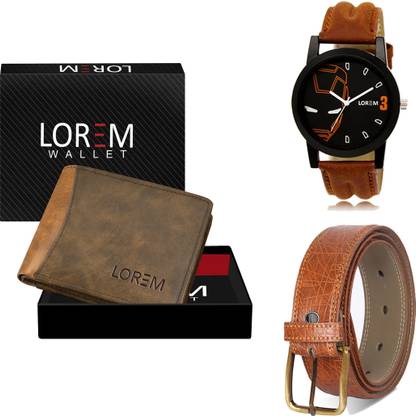 LOREM Belt, Wallet & Watch Combo