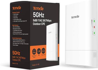 TENDA 867 Mbps O1-5G 5.8GHz CPE with 2 * 9dBi Antenna, Outdoor Wireless Bridge | Access Point