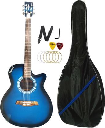 Chordz Glossy Blue Acoustic Guitar with full Assessories for Professional Acoustic Guitar Tonewood Rosewood Right Hand Orientation