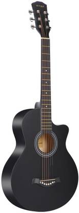 Belear I280 38 Inch Black Matt Spruce Cutaway Dual Action Truss Rod Acoustic Guitar Solid Spruce Rosewood Right Hand Orientation