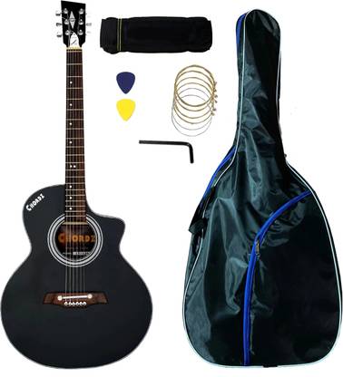 Chordz 39" Matte Black Acoustic Guitar for Beginners Acoustic Guitar Tonewood Rosewood Right Hand Orientation