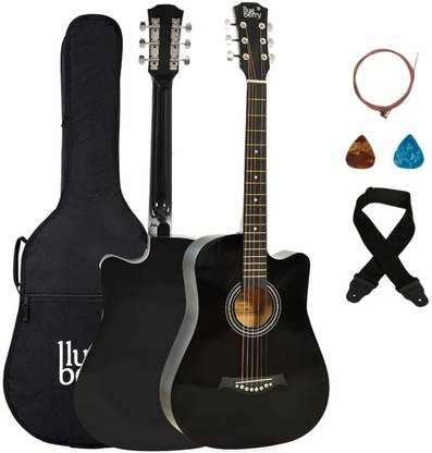 BLUEBERRY B-D38-Black, 38" Inbuilt TrussRod Acoustic Guitar Linden Wood Plastic Right Hand Orientation