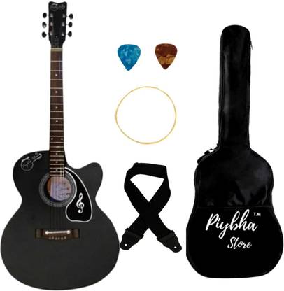 Piybha Store Med Black Acoustic Guitar with Adjustable Truss Rod Acoustic Guitar Linden Wood Rosewood Right Hand Orientation
