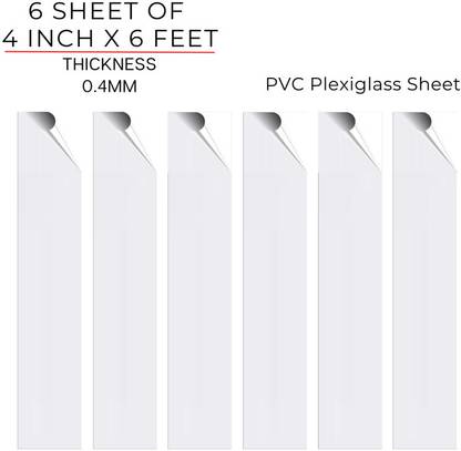 UNIXAA 4"IN X 6"FT Plexiglass Transparent Sheet Double Sided Protective Film(Pack Of 6) 72 inch Acrylic Sheet