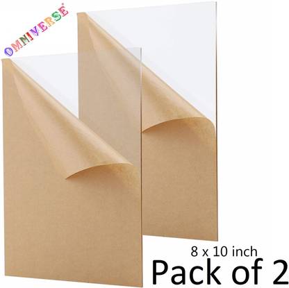 Omniverse 8X10 inch Transparent Acrylic Sheets pack of 2 for DIY Art & Craft 10 inch Acrylic Sheet