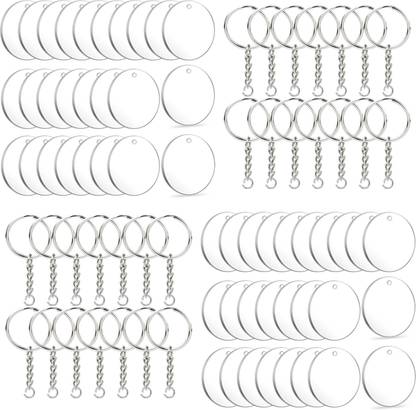 Maitri Pack Of 50 Acrylic Round Keychain With Keyrings, Keychain Kit, Art&Craft Work Key Chain