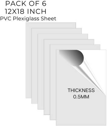 UNIXAA 12X18IN Plexiglass/PET Transparent Sheet Double Sided Protective Film(Pack Of 6) 18 inch Acrylic Sheet
