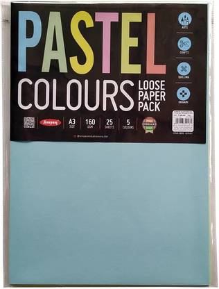ANUPAM PASTEL COLOUR LOOSE SHEETS -Multicolour -50 sheets A3 Size 42 Acrylic Sheet
