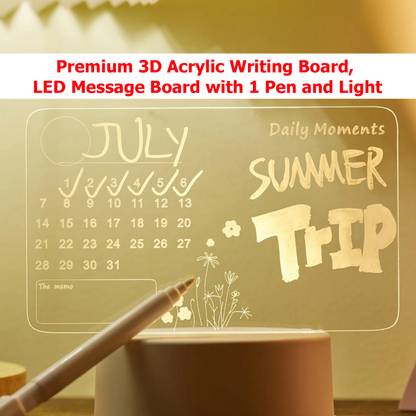 MOODY Creative 3D Visualization Lamp Writing Board with Pen & Light, LED Rewritable 15 cm Acrylic Sheet