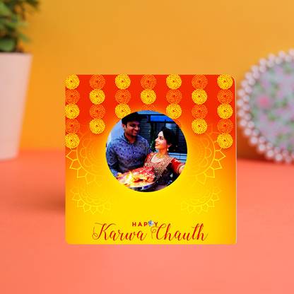 Royals of Sawaigarh Happy Karwa Chauth Printed with Personalised Picture Designer MDF Acrylic 10 cm Acrylic Sheet