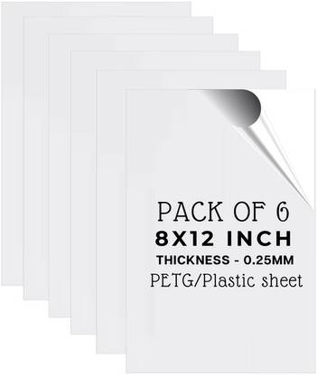 Lonaar PETG 0.25mm Thickness Sheet With Double Sided Protective Film 6 Sheet (8X12 IN) 12 inch Acrylic Sheet