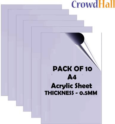 CrowdHall Acrylic Sheet 0.5mm Thickness With Double Sided Protective( A4 Size pack of 10 ) 29.7 cm Acrylic Sheet