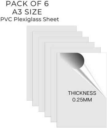 UNIXAA A3 Size Plexiglass/PET Transparent Sheet Double Sided Protective Film(Pack Of 6) 42 cm Acrylic Sheet
