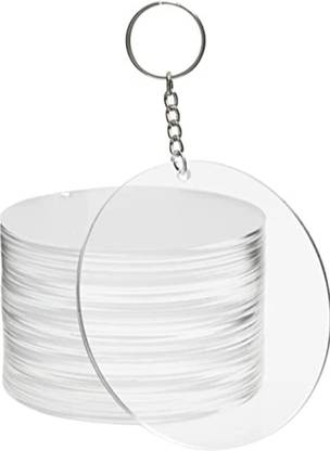 Maitri Pack Of 10 Acrylic Round Keychain With Keyrings, Keychain Kit, Art&Craft Work Key Chain