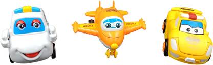 Study wala Pull Push Back Action Robot Car Toy for Kids, Transformer Racing Car (pck of 3)