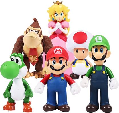 RVM Toys Set of 6 Super Mario Brothers Luigi Action Figure 14-11 cm Collectible Table Toy