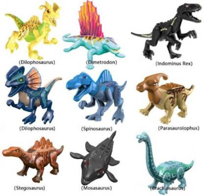 Delite DINO Building Blocks 9 Action Figures Legoing Mini Toys Jurassic Movie Monsters