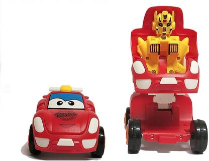 AKOSHA 2 in 1 Pull Push Back Transformer Robot Car Toys for Kids with 360° Rotation