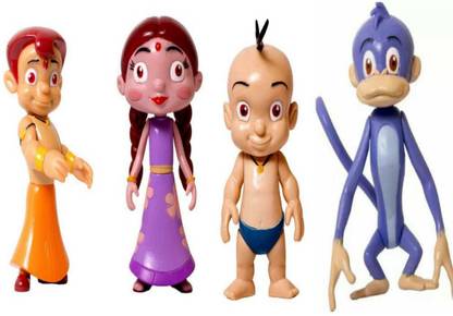 maitra Chhota Bheem 4 in 1 Toy Figures, Chhota Bheem, Raju, Jaggu & Chutki Toy Figures