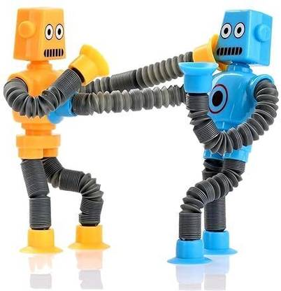 LittleLovik New Bendable Telescopic Robot, Shape Changing Suction Cup Toy(Pack of 2),