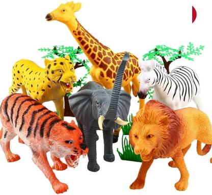Toyporium Safari Animal Toys Figures|6 PCS Realistic Mini Animals Figures Playset|T30