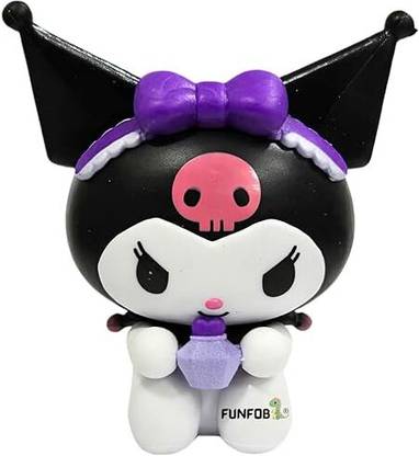 funfob Kuromi Action Figure Height -7.5cm Collectible Kuromi Black Purple with Bottle