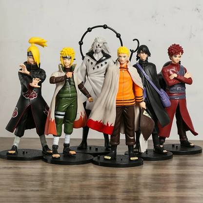 Masi Traders Naruto Anime Naruto Party Action Figures Collectible Statues - Pack of 6