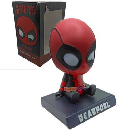 GLOWZADE CUTE DEADPOOL BOBBLEHEAD WITH MOBILE HOLDER FOR CAR DASHBOARD , DESK DECORATOR