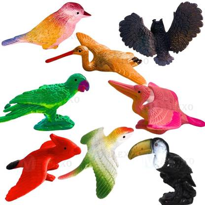 Mallexo PVC Bird Figures Toys for Kids 3D Model Birds Animal Figure Play Set 8PCs