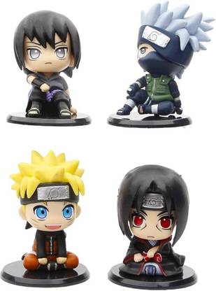 RVM Toys Set of 4 Naruto Sasuke Itachi Kakashi Chibi Sitting Anime Figures 7-8 cm Toy