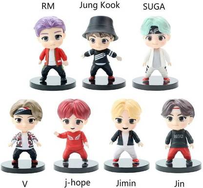 Mubco BTS Tiny Tan Mic Drop Figure Doll Statue Cake Toppers Collectibles Toy Kids Gift