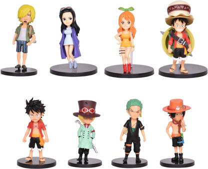 RVM Toys Anime Set of 8 One Piece Figures 7-8 cm Toy for Car Dashboard Table