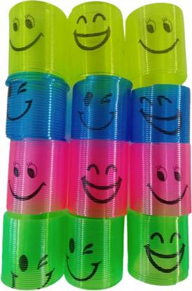 S Mark Smile Face Small Spring for Kids | Pack of 12 | (Multicolor)