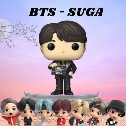 Birthday Popper BTS Army K-Pop Suga Collectibles Figurine for Room, Office Desk, Car Dashboard