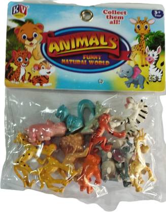 WHITE POPCORN CUTE Animals Toy Set Animal Figures PACK OF 12