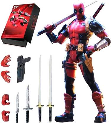 Delite New DEADPOOL Super Hero with Accessories Weapons Stand Action Toy Figure Model