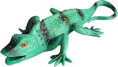 Super Toy Realistic Green Lizard Rubber Toy for Kids,Lifelike Reptile Figurine Party Favor