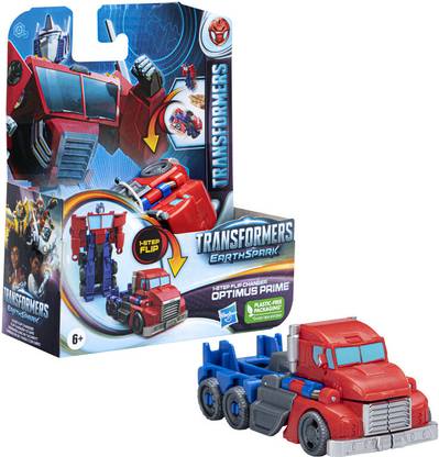 TRANSFORMERS EarthSpark 1-Step Flip Changer Optimus Prime, Robot Toys for Ages 6 and Up