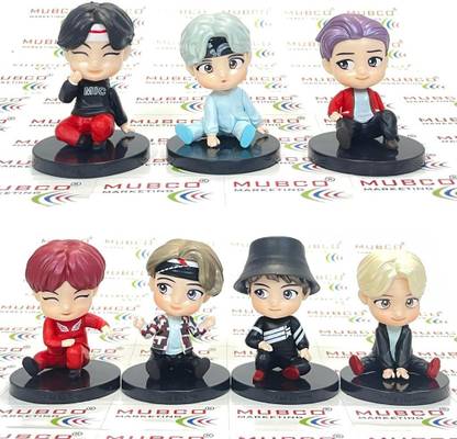 Mubco BTS Tiny Tan Mic Drop Action Figure Cake Topper Mini Doll Collectible Toys Gift
