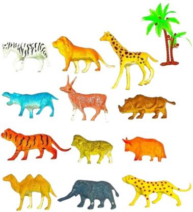 K v impex Mini Size Wild Animal Set Toys Also Use In Assignments Projects 13 Pcs Set