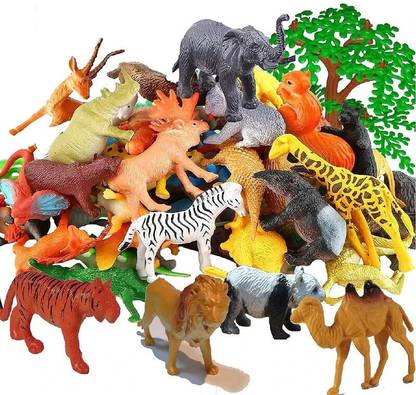 KHYALI 12 PC Mini Jungle Safari Realistic Wild Animal Toy Figure Playing Set for Kids10