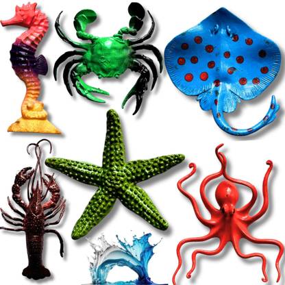 Mallexo Sea Animals Toy for Kids Set Big Size Play Safely Water Creature Toys 6PCs