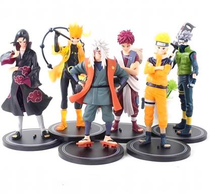 RVM Toys Set of 6 Naruto Sasuke Itachi Kakashi Anime Figures 18 cm for Car Dashboard Toy