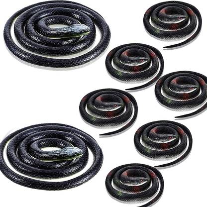 CJ CHILDREN 8 PCS Large Realistic Rubber Snakes,Fake Snake Black Mamba Snake Toys