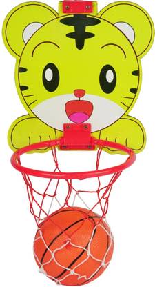 asian Tiger Wooden Basketball Board with Hoop & Ball – Indoor Outdoor Toy Sport