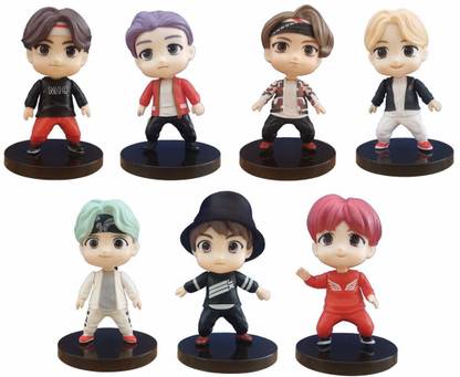 gtrp Toys Set of 7 Kpop BTS Tiny Tans Action Figure Set Or Cake Topper