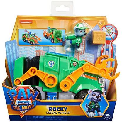 PAW PATROL Rocky’s Deluxe Movie Transforming Toy Car with Collectible Action Figure